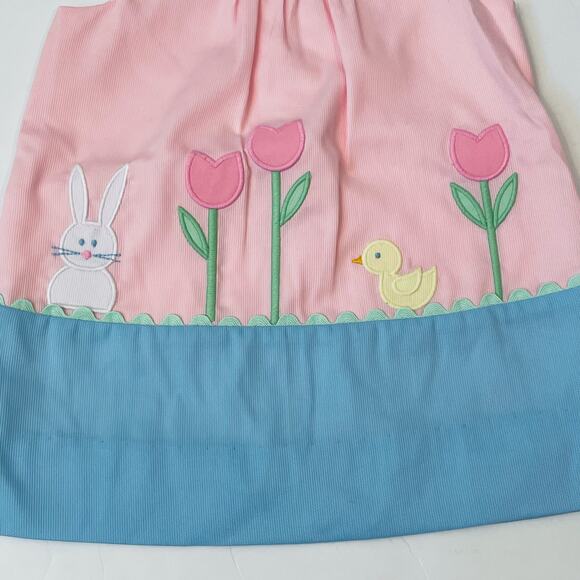 NWT Florence Eiseman 12M Finewale Pique Dress w/ Tulips, Bunny & Ducks - Picture 2 of 5